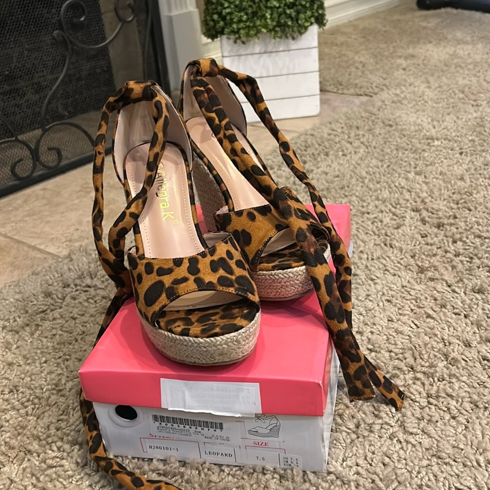 Leopard print wedges